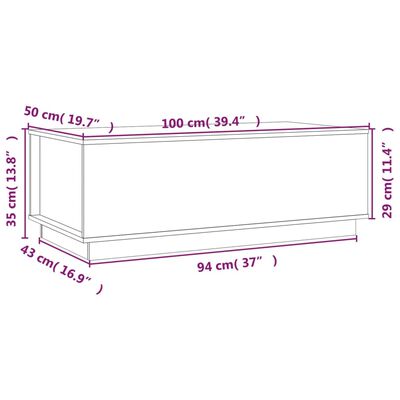 vidaXL Stolik kawowy, 100x50x35 cm, lite drewno sosnowe