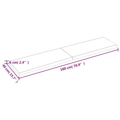 vidaXL Półka, ciemnobrązowa, 180x40x(2-6) cm, wykończone drewno dębowe