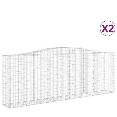 vidaXL Kosze gabionowe, 2 szt, 400x50x140/160 cm, galwanizowane żelazo