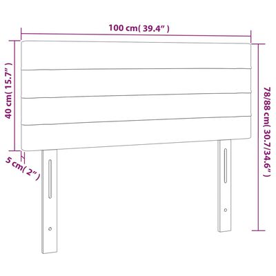 vidaXL Zagłówek do łóżka z LED, ciemnobrązowy, 100x5x78/88 cm, tkanina