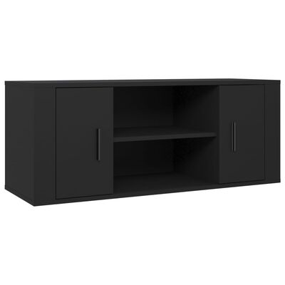 vidaXL Szafka pod TV, czarna, 100x35x40 cm, materiał drewnopochodny