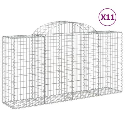 vidaXL Kosze gabionowe, 11 szt, 200x50x100/120cm, galwanizowane żelazo