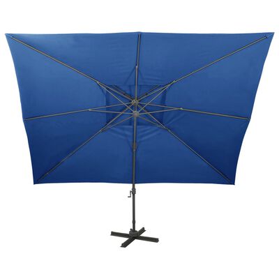 vidaXL Parasol wiszący z podwójną czaszą, 400x300 cm, niebieski