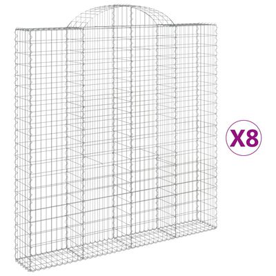 vidaXL Kosze gabionowe, 8 szt, 200x30x200/220 cm, galwanizowane żelazo