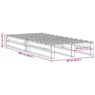 vidaXL Rama łóżka bez materaca, biała, 90x200 cm, lite drewno sosnowe