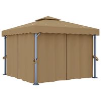 vidaXL Altana ogrodowa z zasłonami, 3 x 3 m, kolor taupe, aluminium