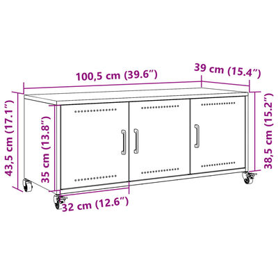 vidaXL Szafka RTV, różowa, 100,5x39x43,5 cm, stal walcowana na zimno