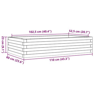 vidaXL Donica ogrodowa, 110x60x23 cm, lite drewno sosnowe