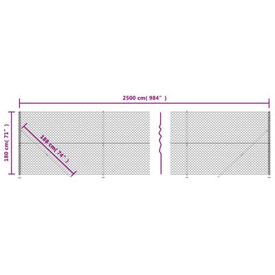 vidaXL Ogrodzenie z siatki, ze stopami słupków, antracytowe, 1,8x25 m