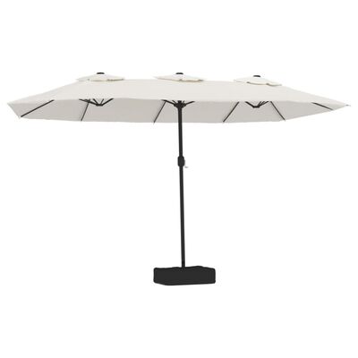 vidaXL Podwójny parasol ogrodowy z LED, piaskowy, 449x245 cm