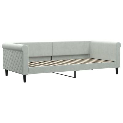 vidaXL Sofa rozsuwana z materacami, jasnoszara, 90x200 cm, aksamit