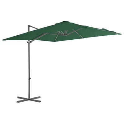 vidaXL Parasol wiszący ze stalowym słupkiem, 250x250 cm, zielony