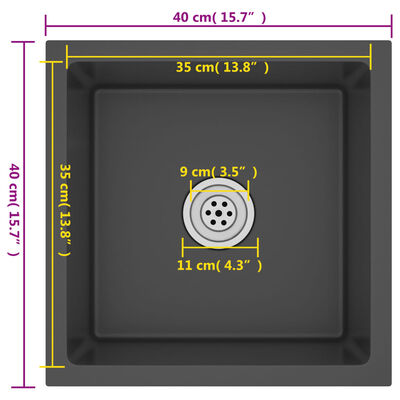 vidaXL Ręcznie robiony zlew kuchenny, czarny, stal nierdzewna
