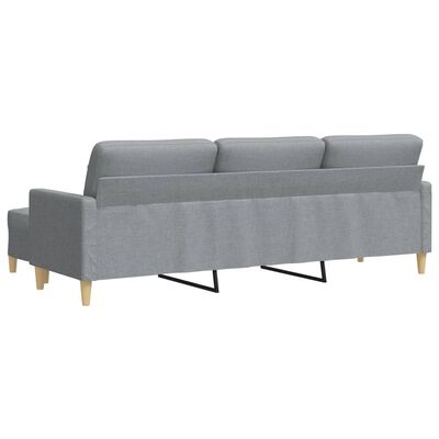 vidaXL 3-osobowa sofa z podnóżkiem, jasnoszary, 210 cm, tkaniną