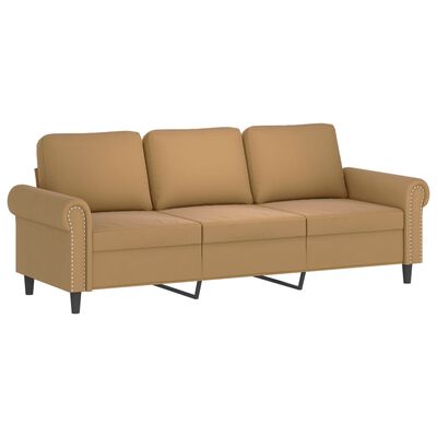 vidaXL 3-osobowa sofa z poduszkami, brązowa, 180 cm, aksamit