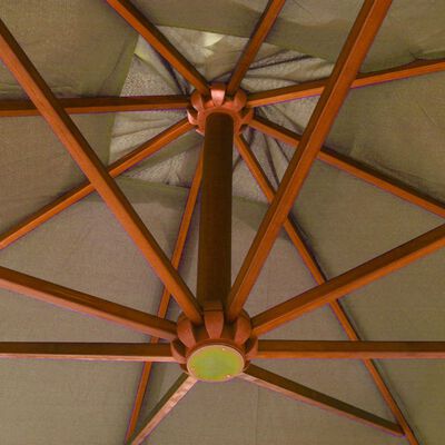 vidaXL Parasol ogrodowy wiszący, na jodłowym słupku, taupe, 3x3 m