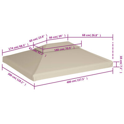 vidaXL Zadaszenie altany ogrodowej, 310 g/m², beżowe, 3x4 m