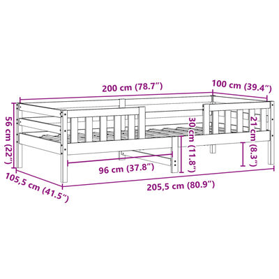 vidaXL Rama łóżka bez materaca, 100x200 cm, lite drewno sosnowe