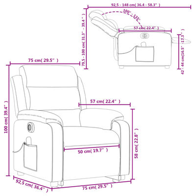 vidaXL Podnoszony fotel masujący, elektryczny, rozkładany, ciemny brąz