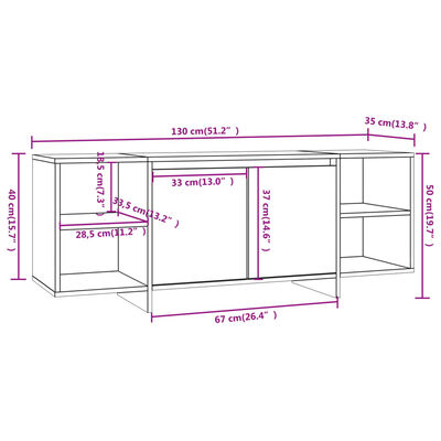 vidaXL Szafka pod TV, czarna, 130x35x50 cm, materiał drewnopochodny