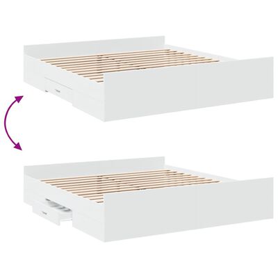vidaXL Rama łóżka z szufladami, biała, 180x200 cm