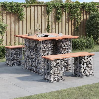 vidaXL Ławka ogrodowa, gabion, 100x102x72 cm, lite drewno daglezjowe