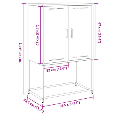 vidaXL Szafka pod telewizor, oliwkowa, 68x39x60,5 cm, stalowa