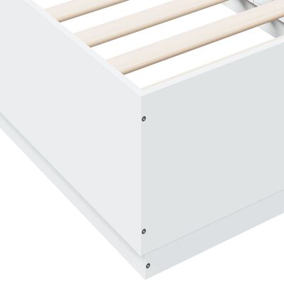 vidaXL Rama łóżka z LED, biała, 75x190 cm, materiał drewnopochodny