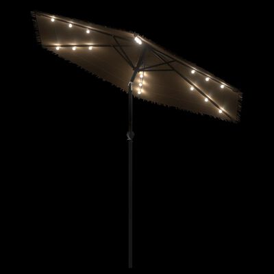 vidaXL Parasol ogrodowy z LED, stalowy słupek, brązowy, 223x223x213 cm