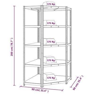 vidaXL Regały z 5 półkami, 3 szt., stal i materiał drewnopochodny