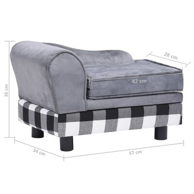 vidaXL Sofa dla psa, szara, 57x34x36 cm, pluszowa