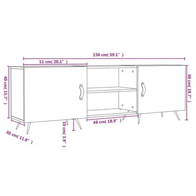 vidaXL Szafka pod TV, wysoki połysk, biała, 150x30x50 cm