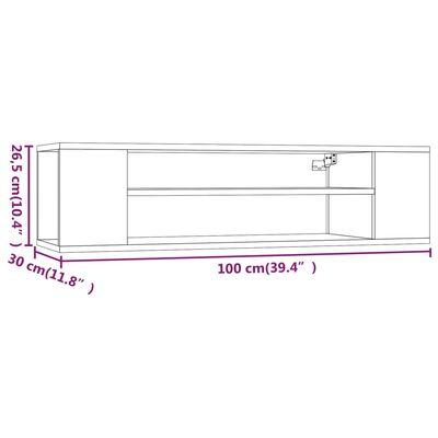 vidaXL Wisząca szafka pod TV, szary dąb sonoma, 100x30x26,5 cm