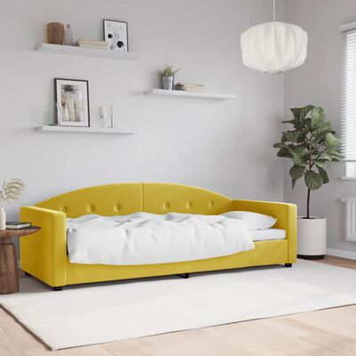 vidaXL Sofa z funkcją spania, żółta, 80x200 cm, obita aksamitem