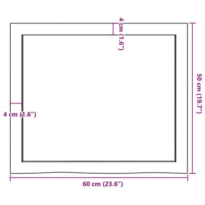 vidaXL Blat do łazienki, ciemnobrązowy, 60x50x(2-4) cm, lite drewno