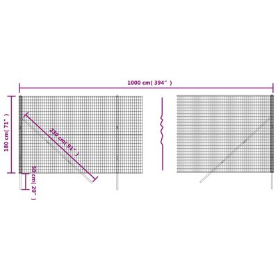 vidaXL Ogrodzenie ze zgrzewanej siatki, zielone, 1,8x10 m