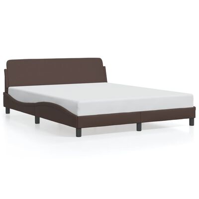 vidaXL Rama łóżka z zagłówkiem, brązowa, 160x200 cm, sztuczna skóra