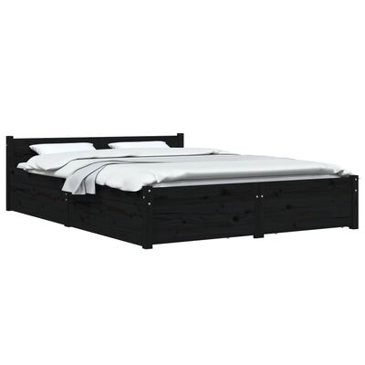 vidaXL Rama łóżka z szufladami, czarna, 140x200 cm