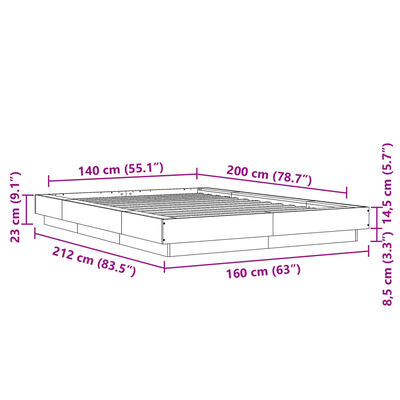 vidaXL Rama łóżka z LED, biała, 140x200 cm, materiał drewnopochodny