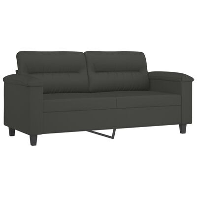 vidaXL 2-osobowa sofa z poduszkami, ciemnoszara, 140 cm, mikrofibra