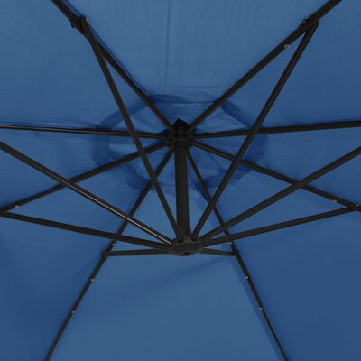 vidaXL Parasol wiszący z LED i stalowym słupkiem, 300 cm, niebieski