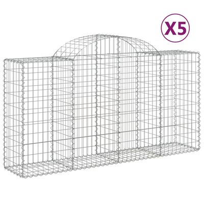 vidaXL Kosze gabionowe, 5 szt, 200x50x100/120 cm, galwanizowane żelazo