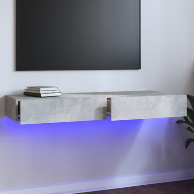 vidaXL Szafka pod TV, oświetlenie LED, szarość betonu, 120x35x15,5 cm