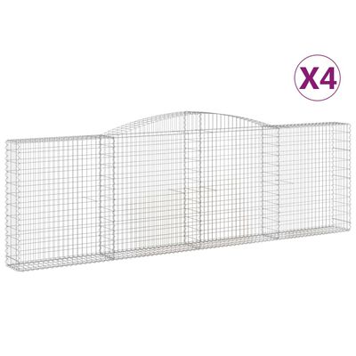 vidaXL Kosze gabionowe, 4 szt, 400x30x120/140 cm, galwanizowane żelazo