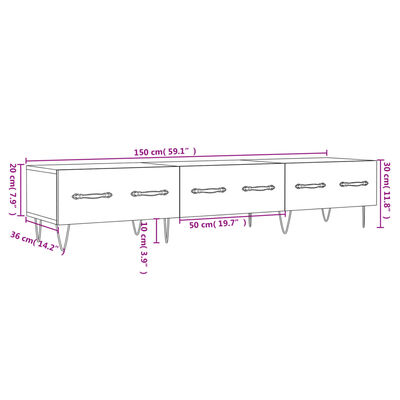 vidaXL Szafka pod TV, biała, 150x36x30 cm, materiał drewnopochodny