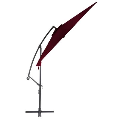 vidaXL Parasol wiszący na aluminiowym słupku, bordowy, 300 cm