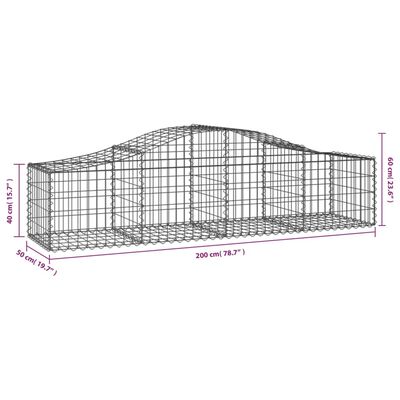 vidaXL Kosze gabionowe, 3 szt, 200x50x40/60 cm, galwanizowane żelazo