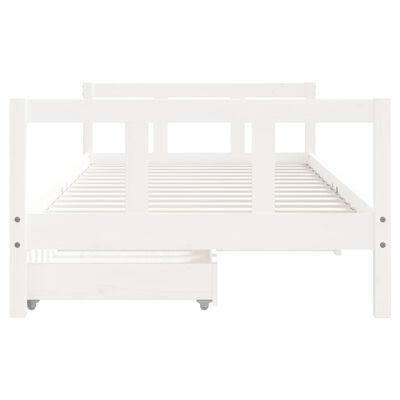 vidaXL Rama łóżka dziecięcego z szufladami, biała, 90x190 cm, sosna