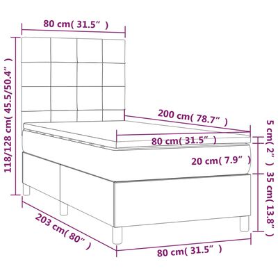 vidaXL Łóżko kontynentalne z materacem, czarne, aksamit 80x200 cm