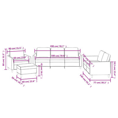 vidaXL 4-osobowa sofa z poduszkami, czarna, sztuczna skóra